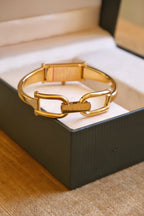 Vintage Gucci 1500L Gold Bangle Watch with Mother of Pearl Dial, 90s Quartz Working in Box
