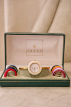 RARE Vintage Gucci Interchangeable Bezel Watch FULL SET with Box Working
