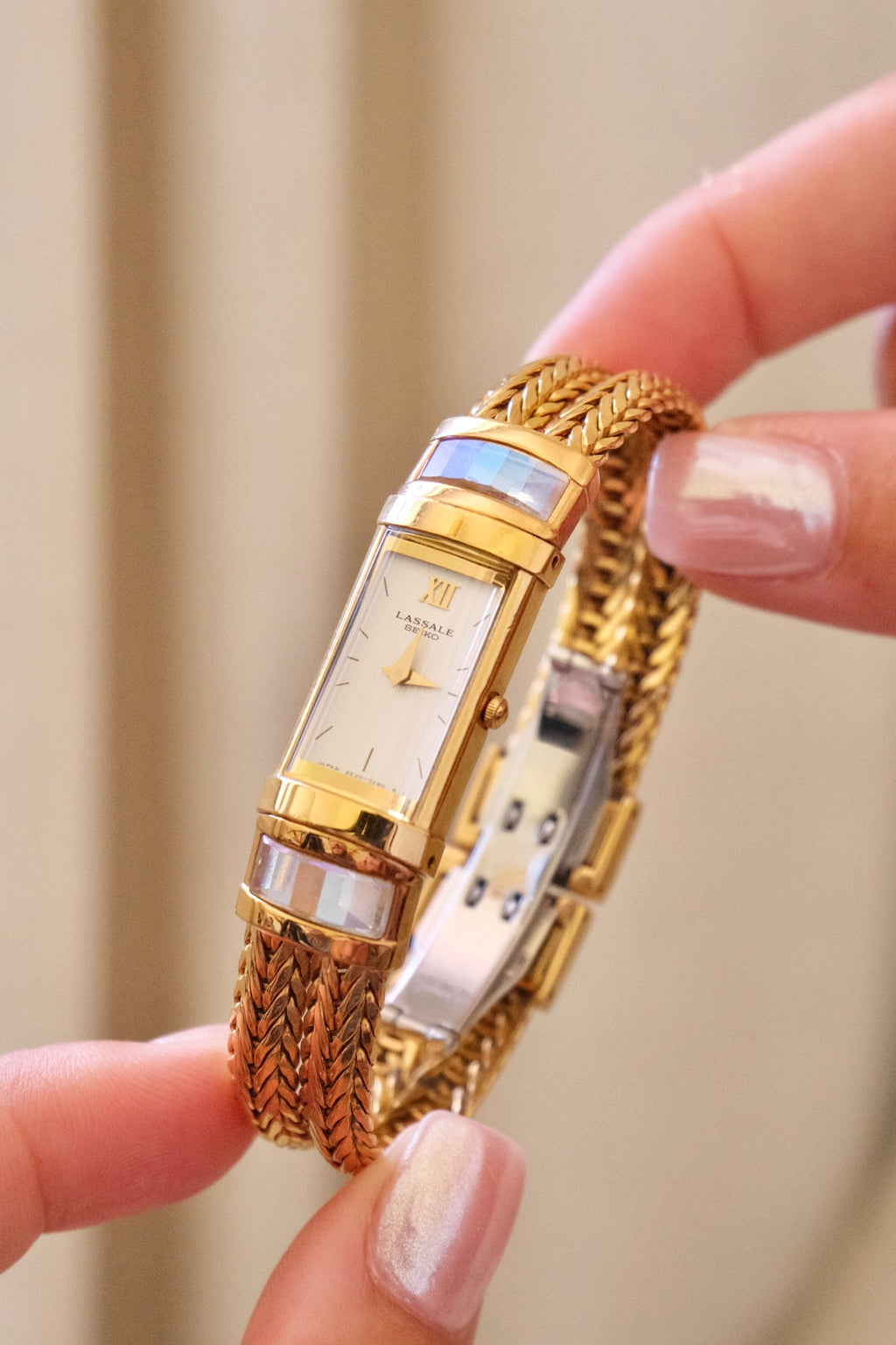 Vintage 1980s Rare Lassale Seiko Womens Gold Watch Working