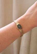 Vintage ladies black dial Accurist gold watch working