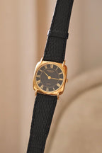 Unisex Ladies Mens Vintage 18k Gold Plated Black Leather Strap Raymond Weil Watch Working