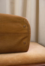 Vintage Loewe Brown Leather Boston Bag Spanish Luxury Top Handle Handbag