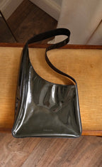 1980s Prada Dark Green Patent Leather Asim Shoulder Bag