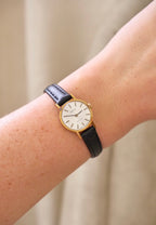 Vintage ladies gold Tissot leather strap mechanical watch working