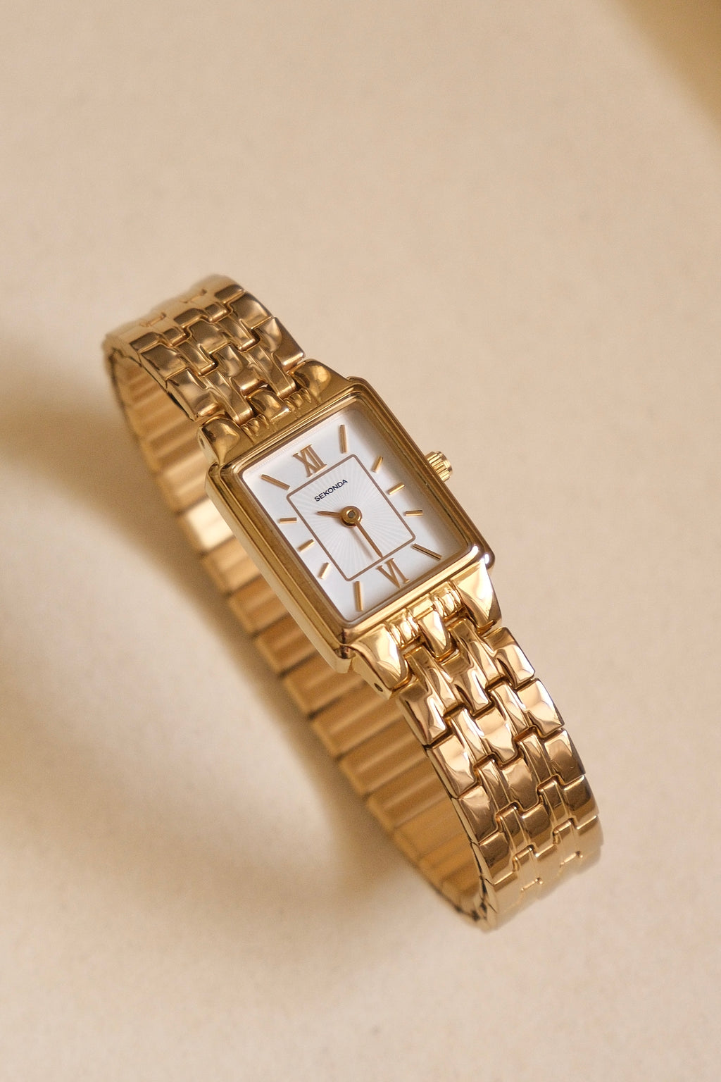 Vintage Ladies Rectangle Tank Style Gold Sekonda Watch Working