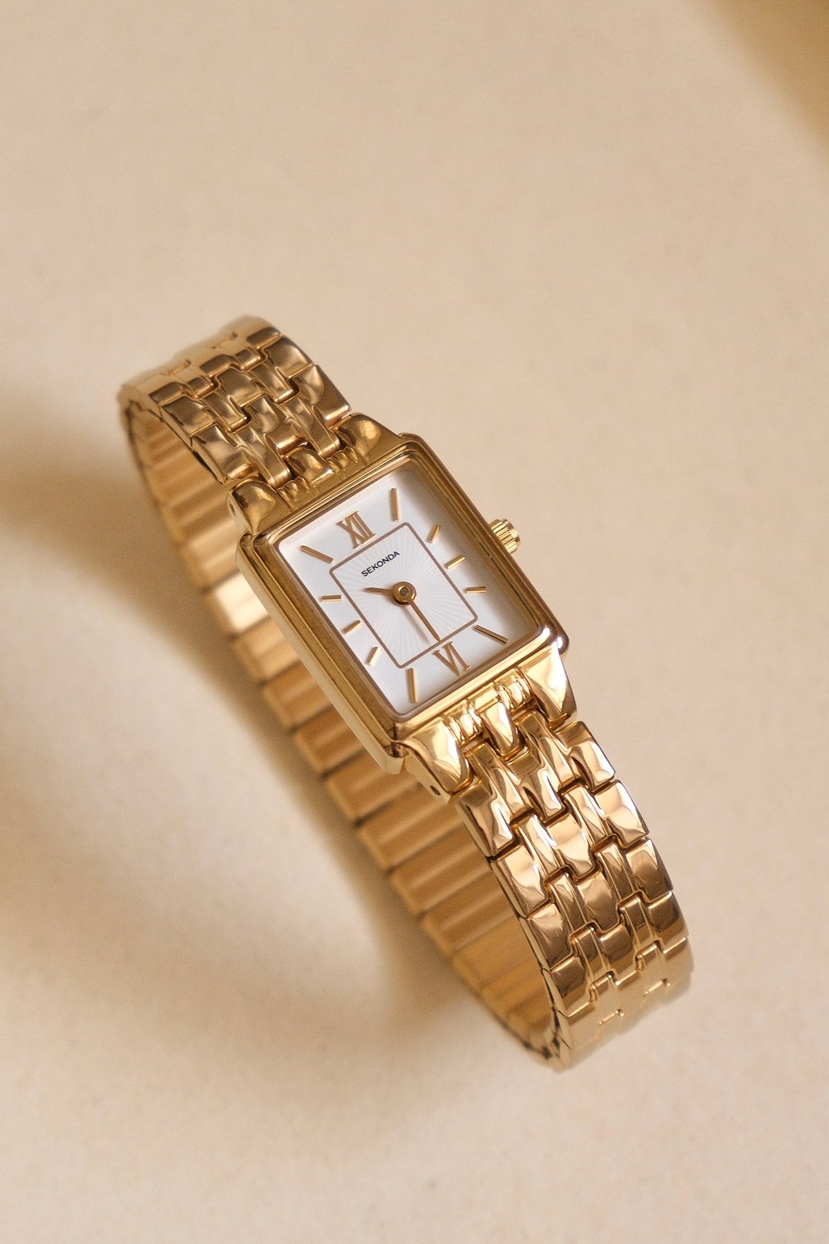 Vintage Ladies Rectangle Tank Style Gold Sekonda Watch Working
