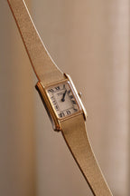 Rare 1980s Ladies Gold Plater Seiko Tank Watch with Roman Numeral Dial