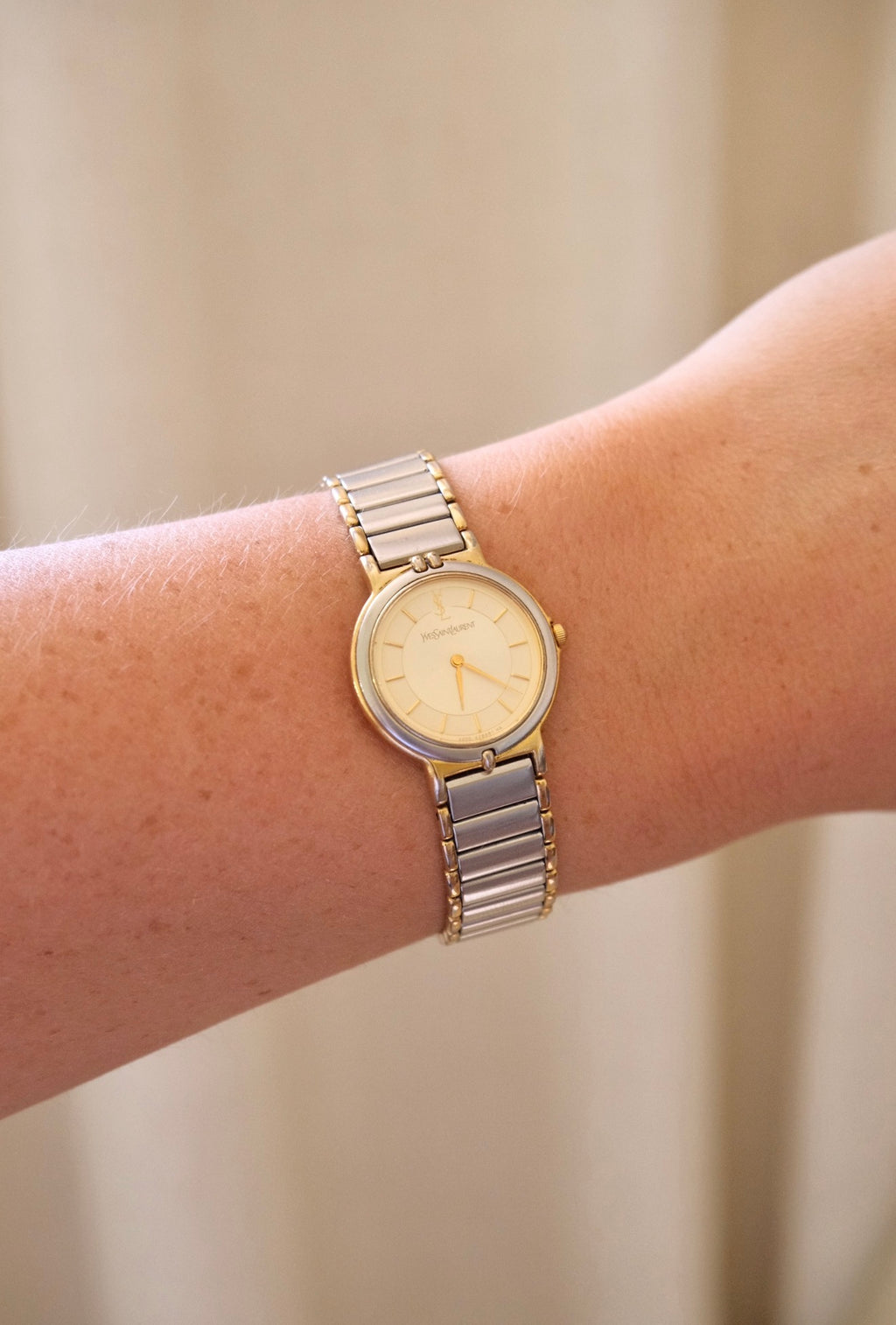 Vintage 90s Yves Saint Laurent Ladies' Quartz Watch - Silver-Tone Bracelet