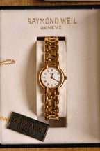 1992 Ladies Gold Raymond Weil Geneva Watch Roman Numerals with Box and Papers