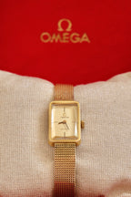 1970s Omega De Ville Manual Wind Gold Plated Tank Style Watch Mesh Strap, in Omega Box Working