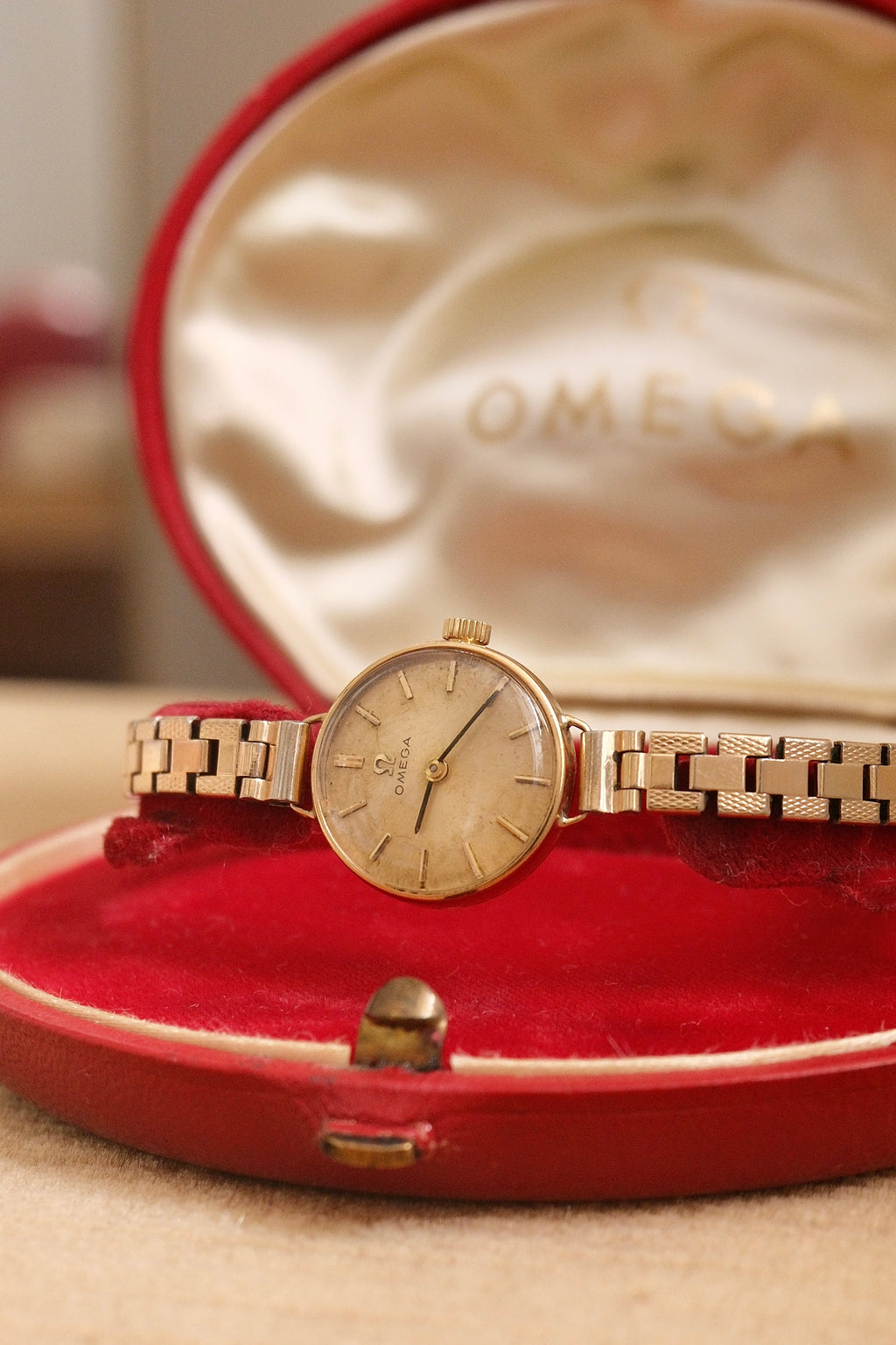 1960s Vintage 9ct Gold Omega Cocktail Watch Gold Plated Bracelet in Orginal Shell Omega Box Manual Wind