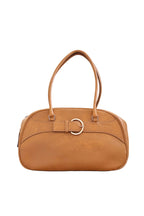2000s Vintage Prada Camel Leather Bowling Shoulder Bag