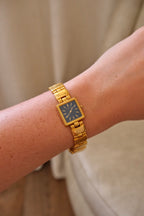 Vintage Women’s Blue Dial Sqaure Face Gold Seiko Watch Working
