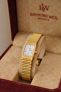 Rare Vintage Ladies 18k Gold Plated Raymond Weil Tank Watch in Box