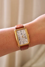 Vintage 90s Unisex Gold-Plated Fendi 500 Quartz Watch with Rectangular Tank-Style Dial