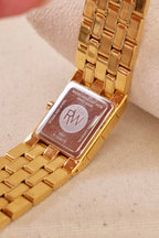 Vintage  18k Gold Plated Ladies Raymond Weil Tank Watch with Box & Papers