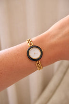 90s Vintage Gucci Gold Plated Rice Link Bezel Watch Working