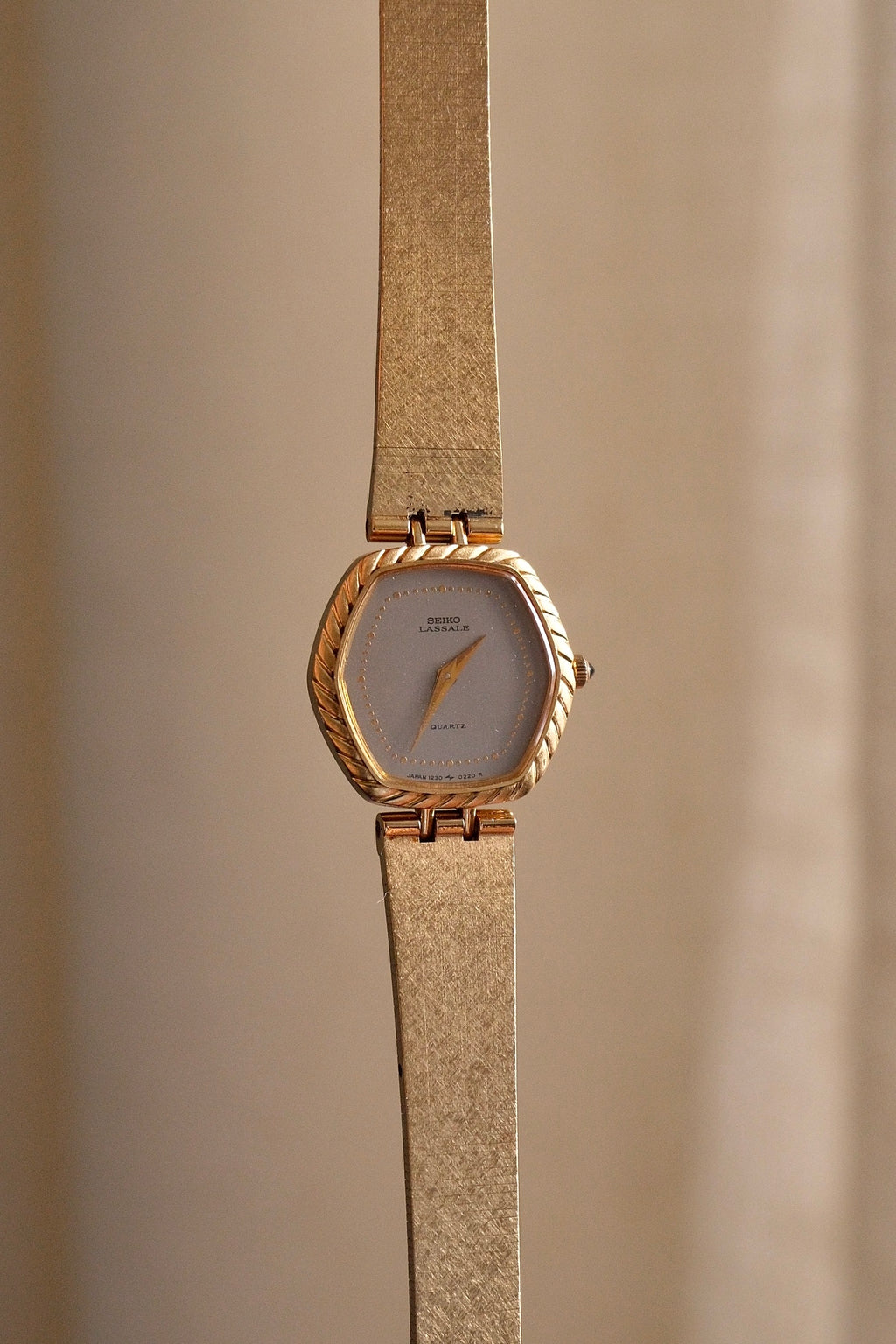Rare Slim 90s Ladies Seiko Lassale Gold Watch and Cabochon Crown