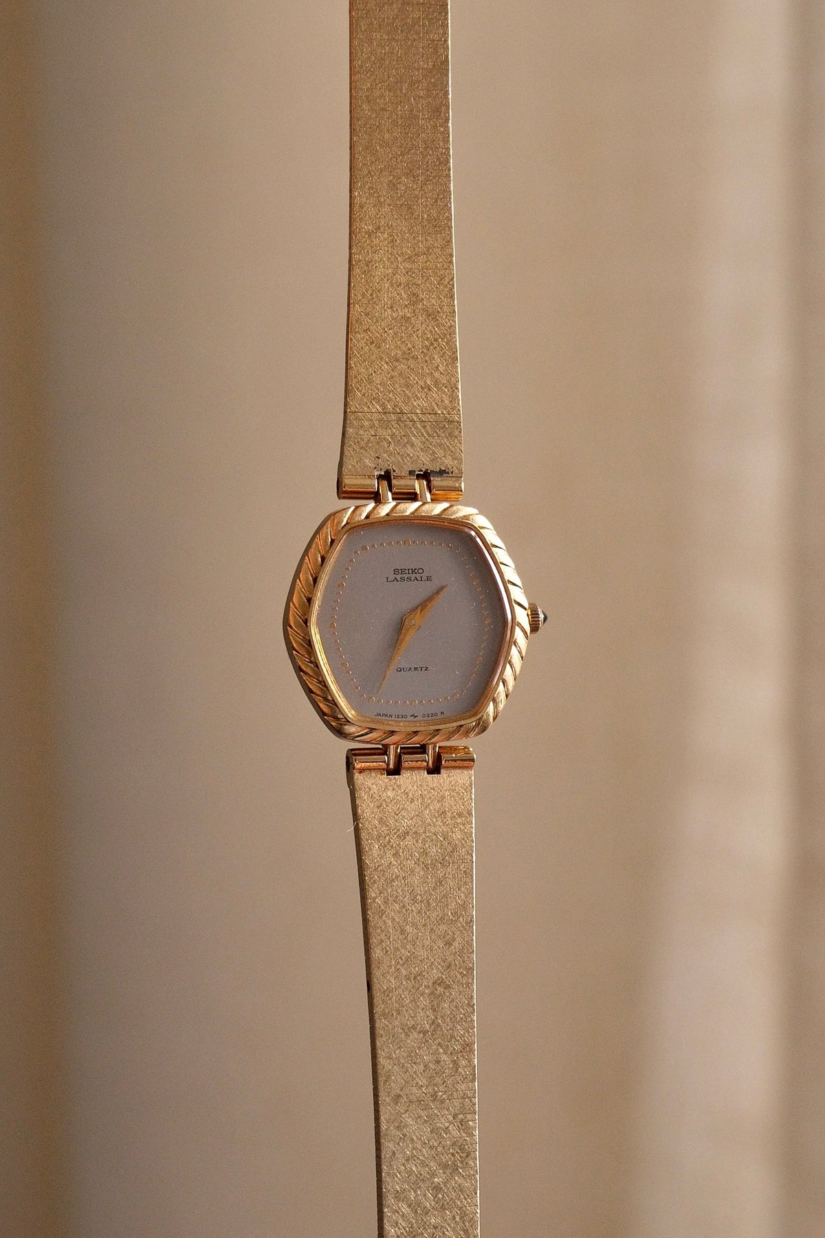 Rare Slim 90s Ladies Seiko Lassale Gold Watch and Cabochon Crown