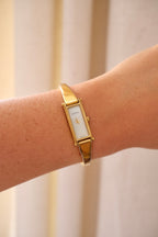Vintage Gucci 1500L Gold Bangle Watch with White Dial, 90s Quartz