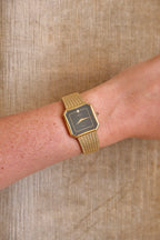 RARE 80s Seiko Lassale 6020 Gold Tank Watch Black Dial Watch in Box