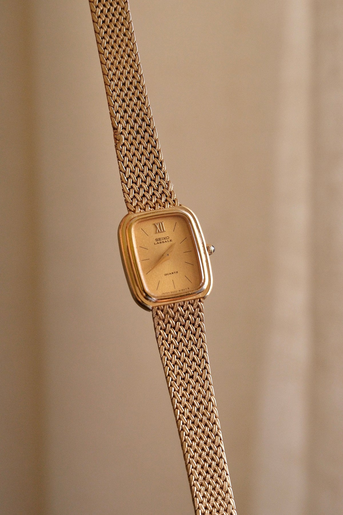 Vintage 80s Petite Ladies Gold Seiko Lassale Watch Champagne Dial