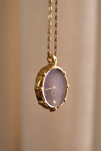 Rare 1980s Seiko Gold Plated Pendant Watch Necklace, Burgundy Maroon Dial Quartz Watch with Chain