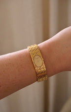 Vintage 1990s Christian Dior Paris Gold Tone Bracelet Watch Swiss Made Quartz Minimal Oval Dial Working