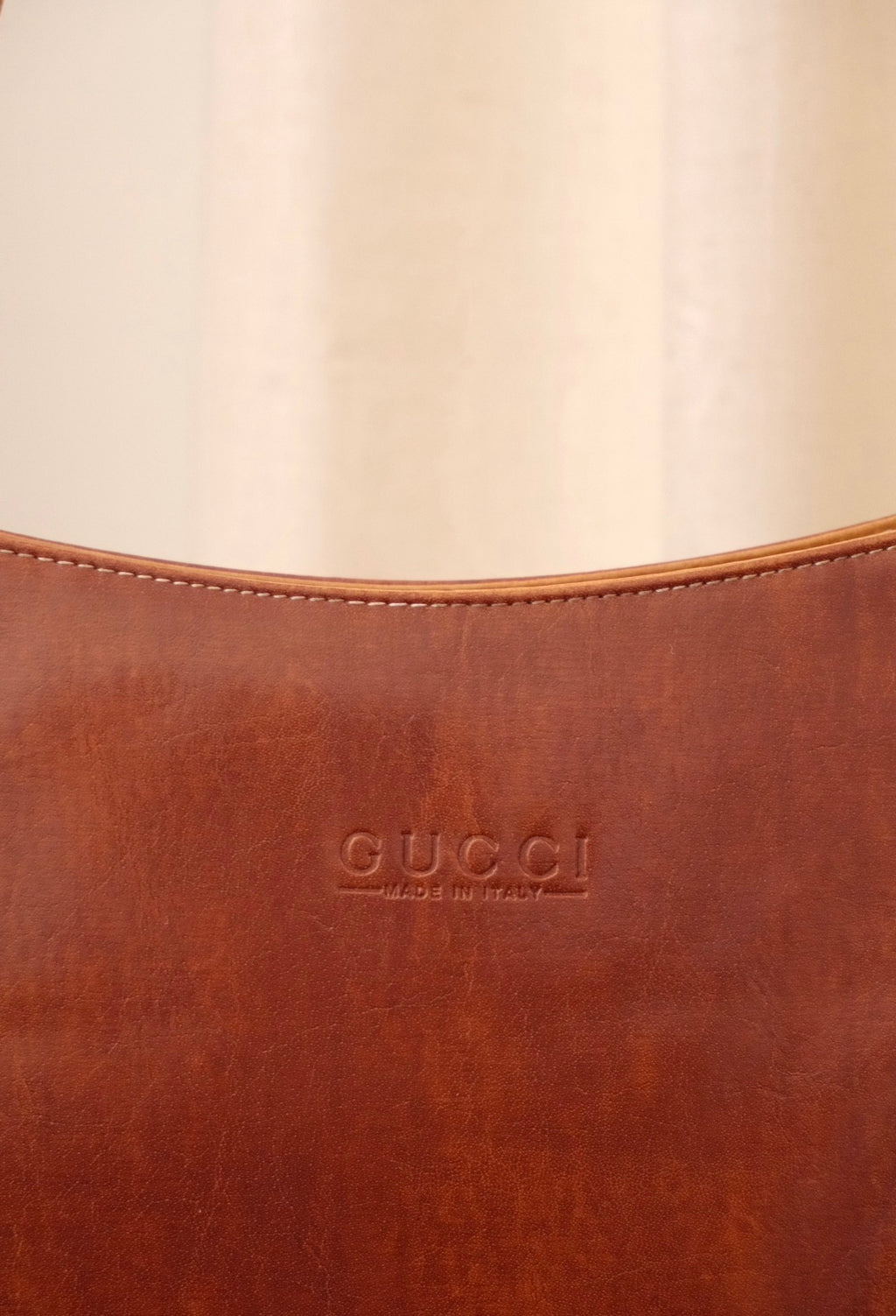 Rare Vintage Gucci Brown Leather Shoulder Bag Made in Italy Circa Late 1980s