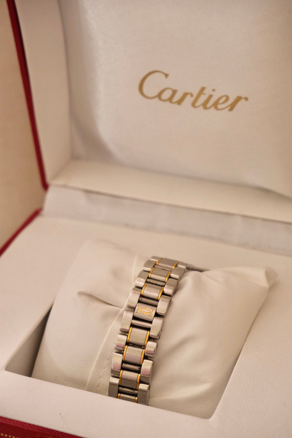 Vintage Cartier Must 21 Watch Women's Two Tone Steel Gold Roman Dial Swiss Made Circa
1990s in Box