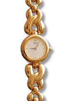 Vintage Ladies Gold Seiko Quartz Watch Featuring a Striking Chunky Intertwined Link Bracelet