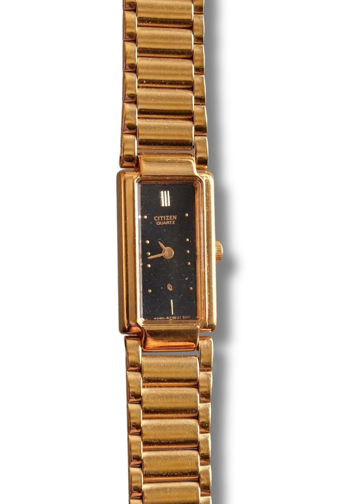 90s Citizen Ladies Slim Tank Black Dial Watch Working