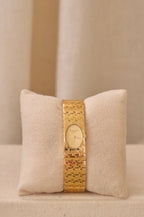 Vintage 1990s Christian Dior Paris Gold Tone Bracelet Watch Swiss Made Quartz Minimal Oval Dial Working