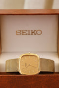 Rare Unisex Vintage 80s Gold Plated Seiko Watch in Original Box Working