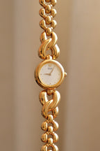 Vintage Ladies Gold Seiko Quartz Watch Featuring a Striking Chunky Intertwined Link Bracelet