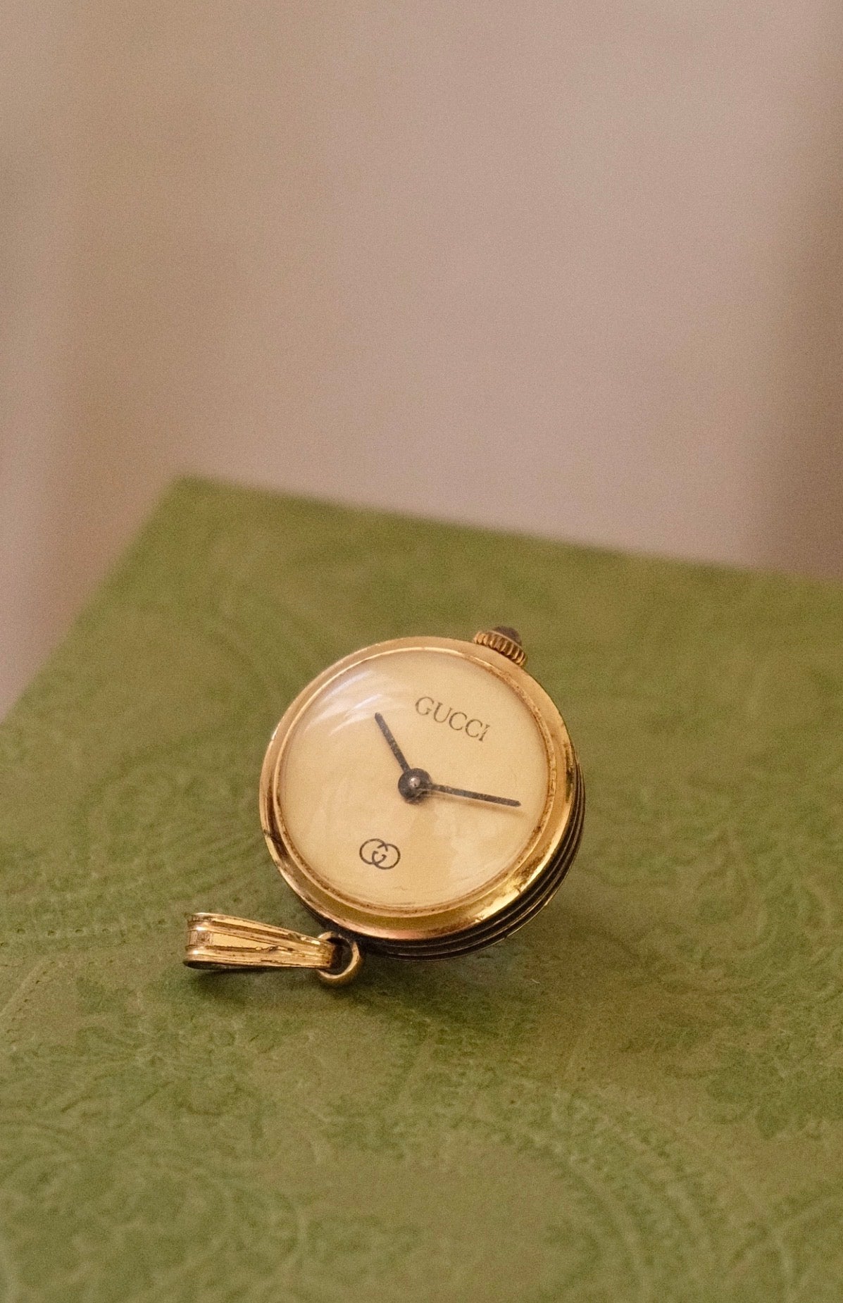 Early 80s Gucci Gold Plated Sphere Pendant Watch Manual Wind, Working