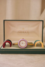 RARE Vintage Gucci Interchangeable Bezel Watch FULL BEZEL set with Box