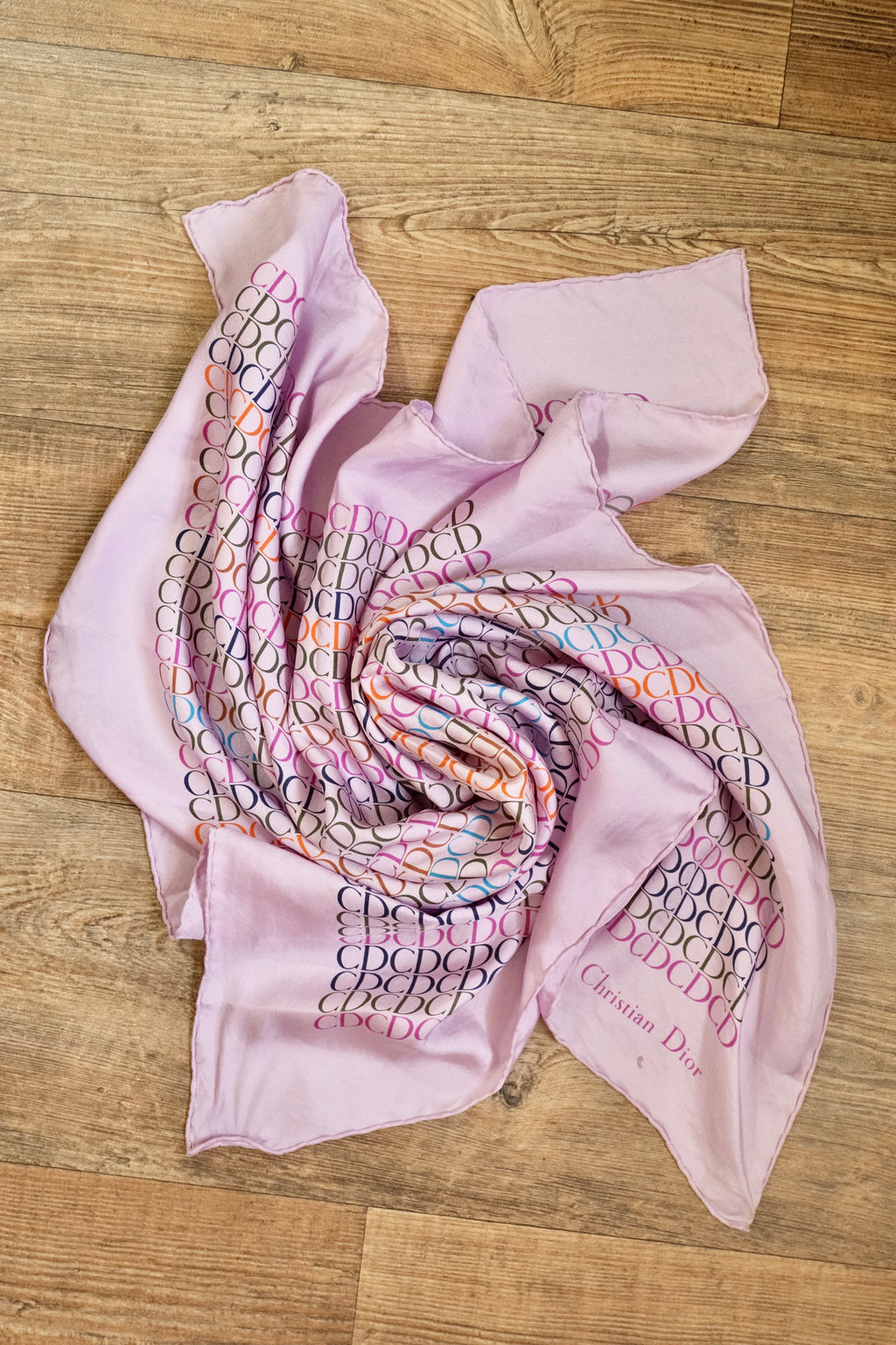 1970s Vintage Christian Dior CD Silk Scarf