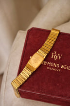 Rare Vintage Ladies 18k Gold Plated Raymond Weil Tank Watch in Box