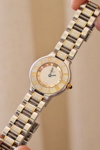 Vintage Cartier Must 21 Watch Women's Two Tone Steel Gold Roman Dial Swiss Made Circa
1990s in Box