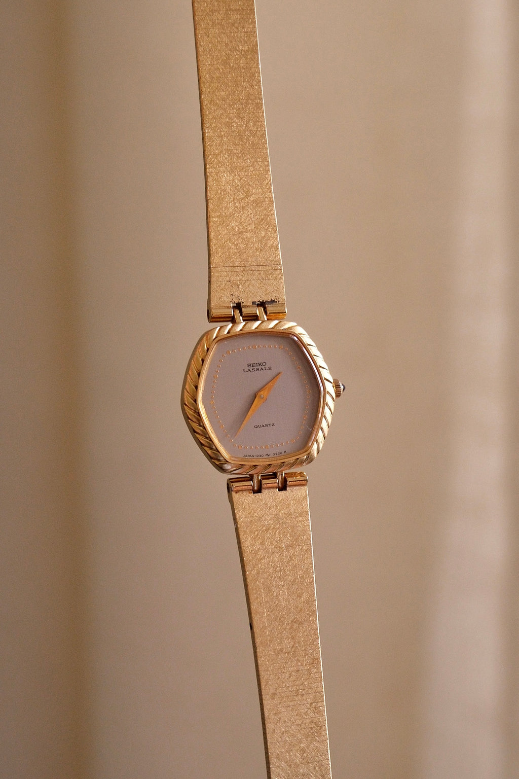 Rare Slim 90s Ladies Seiko Lassale Gold Watch and Cabochon Crown