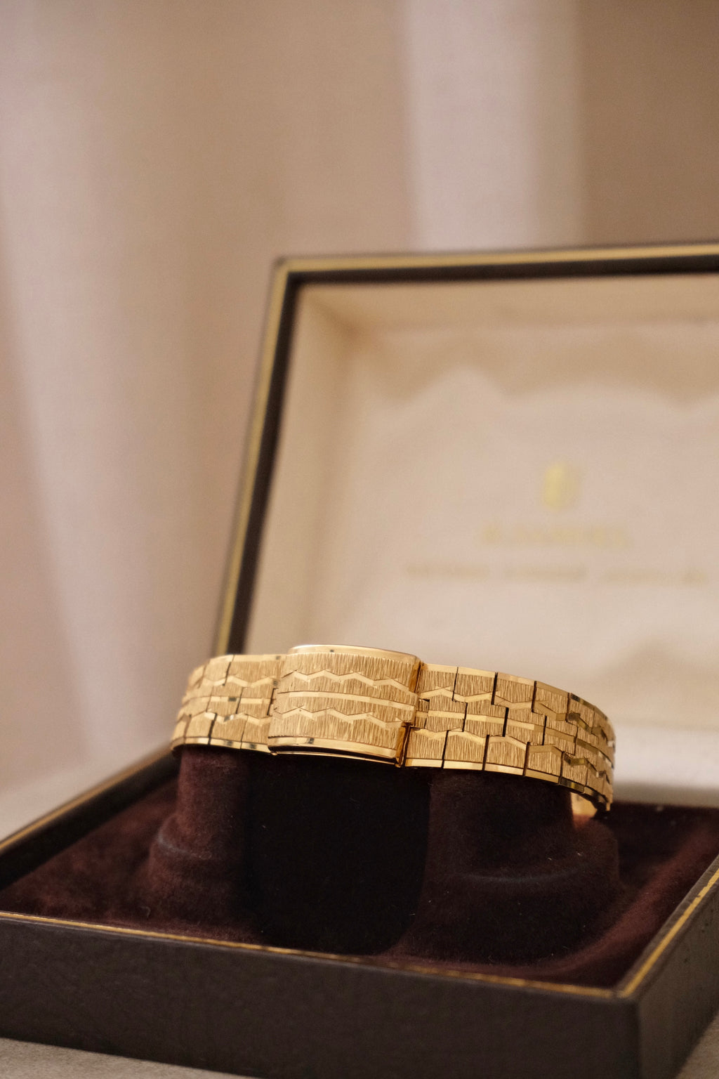 Vintage H. Samuel Hidden Watch Bracelet | Ladies Secret Watch | Gold Tone Jewelry Watch | Original Box | 1970s Working