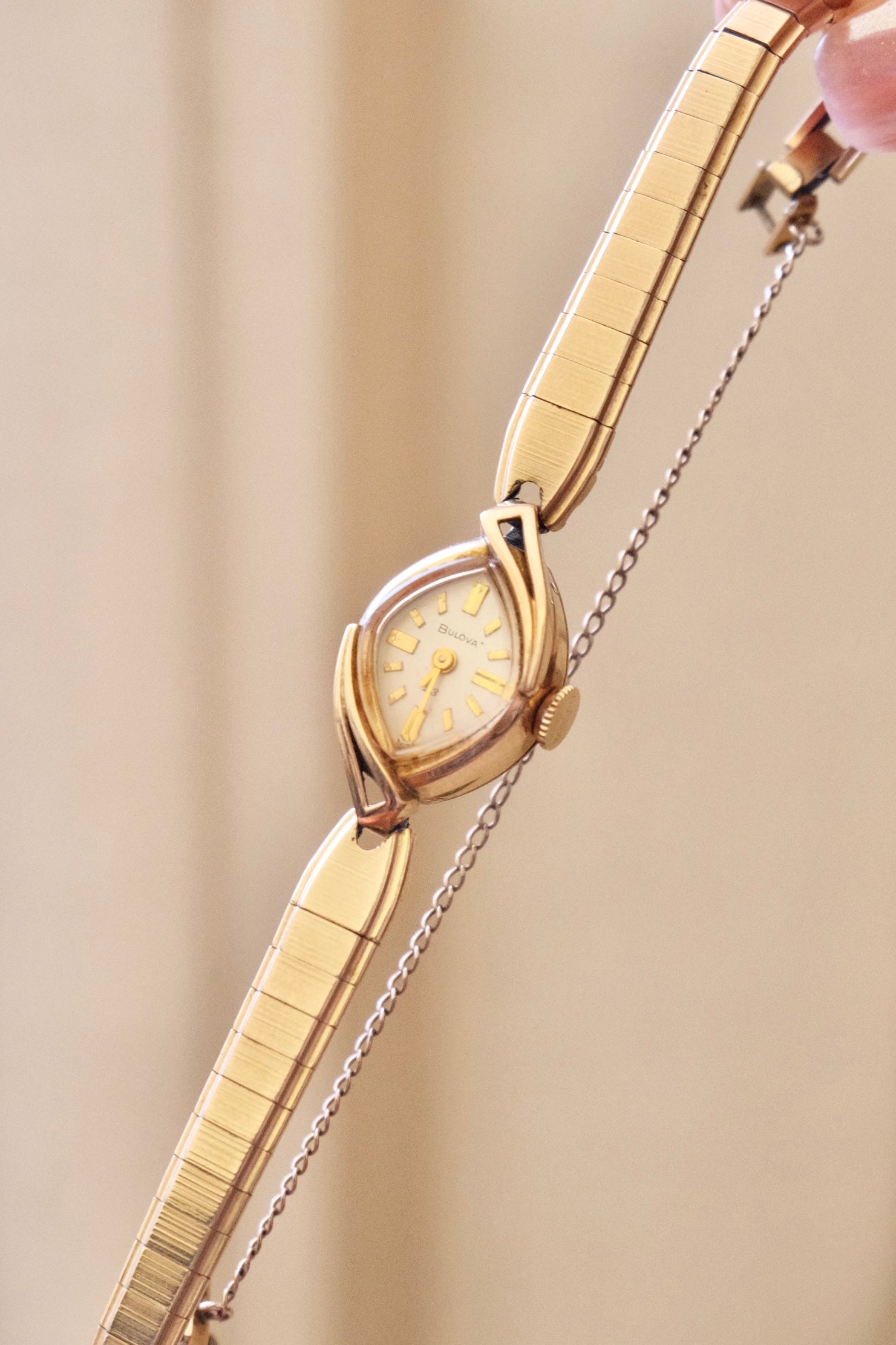 Rare 1954 Bulova Vintage Ladies Cocktail Watch Gold Filled Teardrop Wristwatch Working in Vintage Box