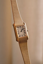 Rare 1980s Ladies Gold Plater Seiko Tank Watch with Roman Numeral Dial
