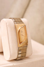 Rare Collectible Vintage 1990s Seiko Rivoli Quartz Watch Gold Asymmetrical Bracelet