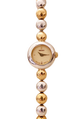 Rare Dainty Petite 90s Seiko Vintage Two Tone Watch Working with Safety Chain