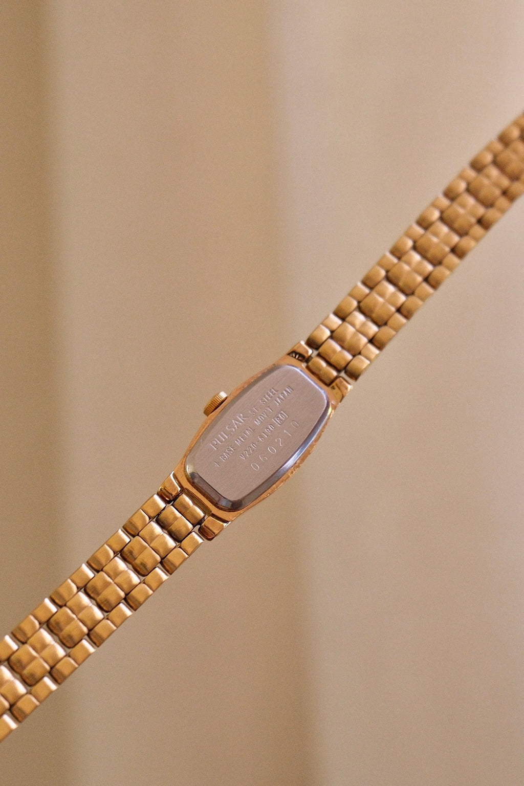 Rare 90s Ladies Gold Pulsar Slim and Petite Watch in Box