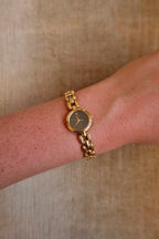 Rare 90s Ladies Gold Seiko Tisse Oval Black Dial Quartz Working