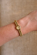 Rare Vintage Dainty 1986 Seiko 1E20-0440 Ladies Gold  Beaded Bracelet Quartz Watch Japan