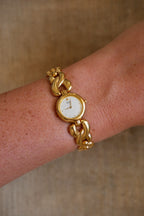 Vintage Ladies Gold Seiko Quartz Watch Featuring a Striking Chunky Intertwined Link Bracelet
